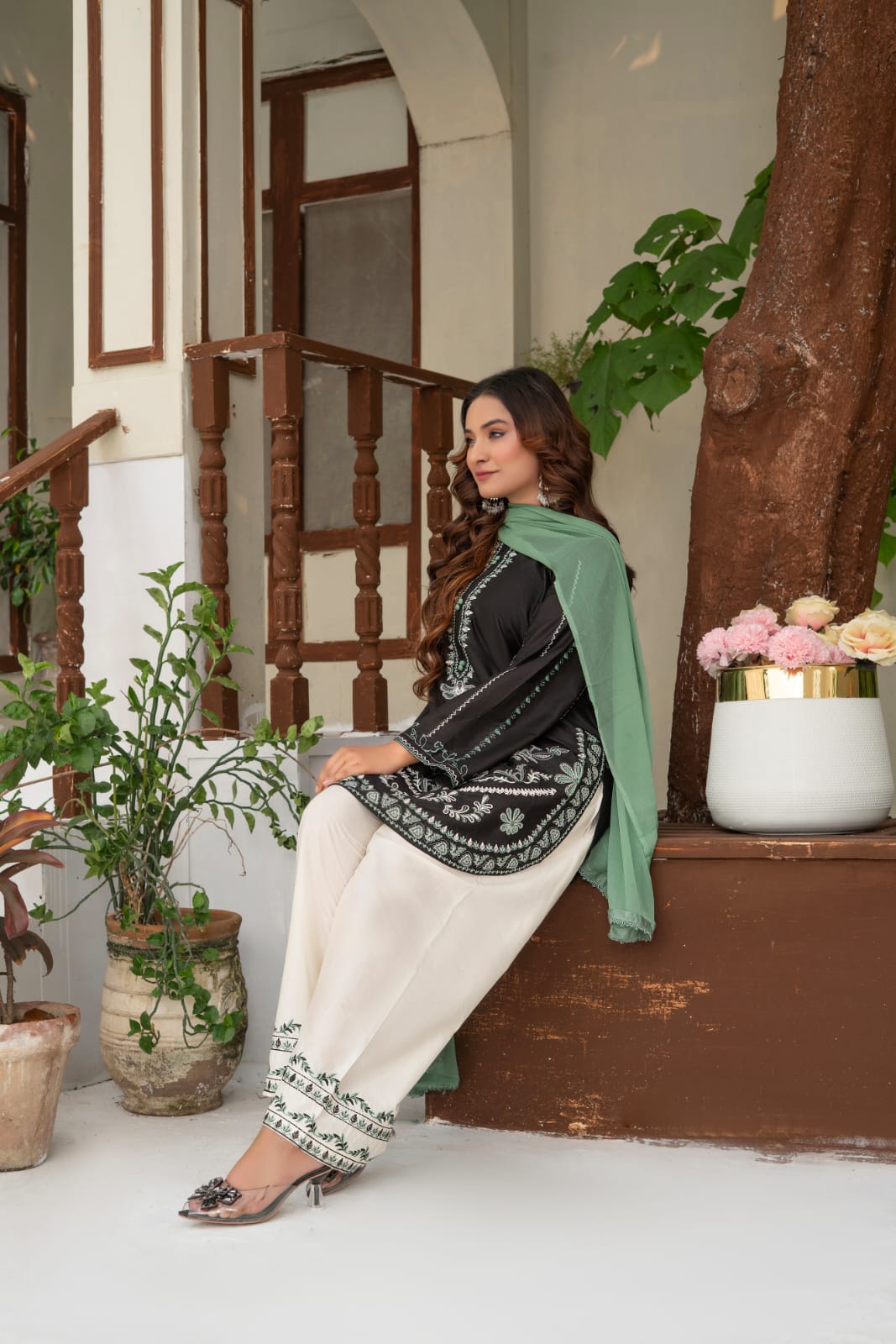 Black Embroidered 3-Piece