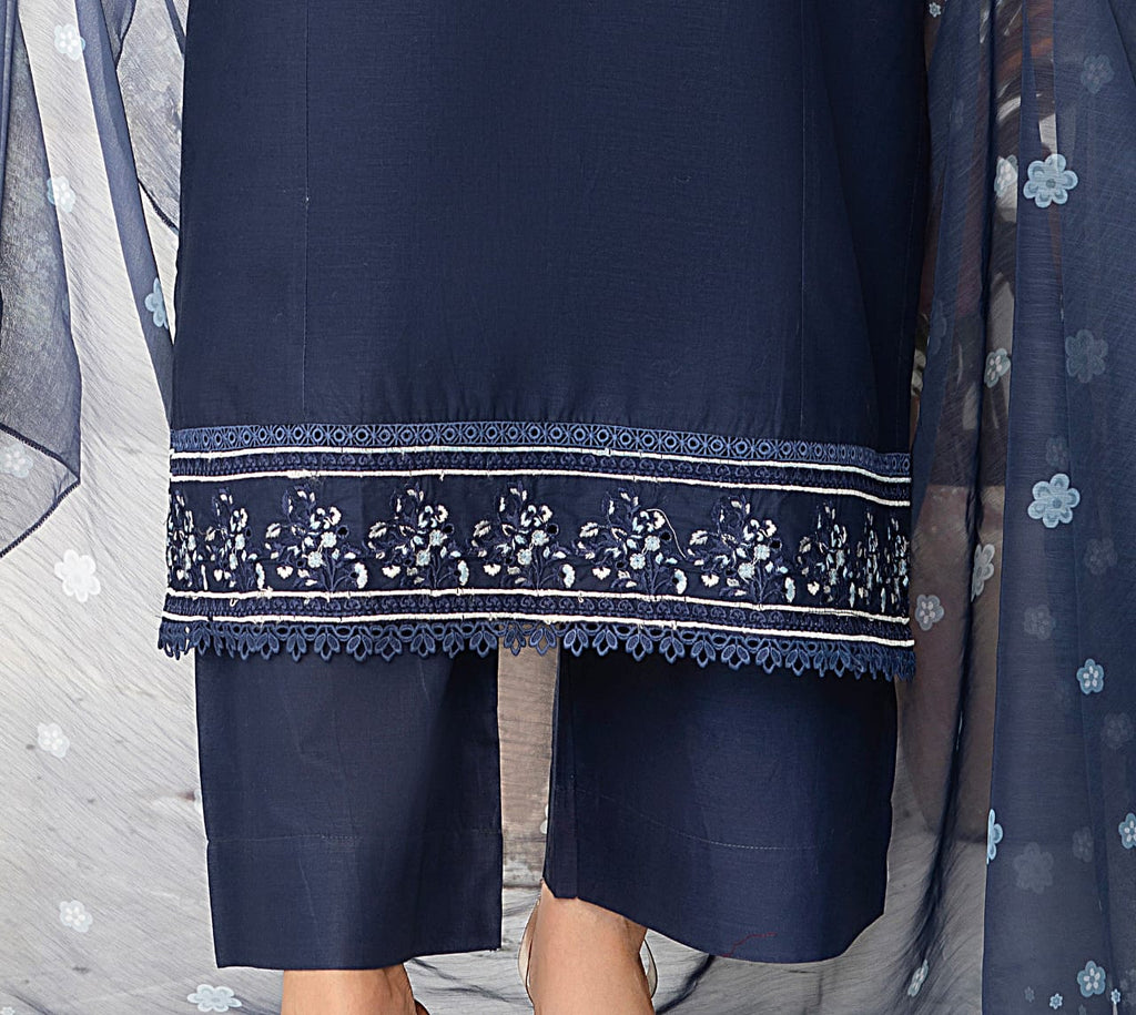 Blue Embroidered 3-Piece