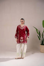maroon  Embroidered 3-Piece