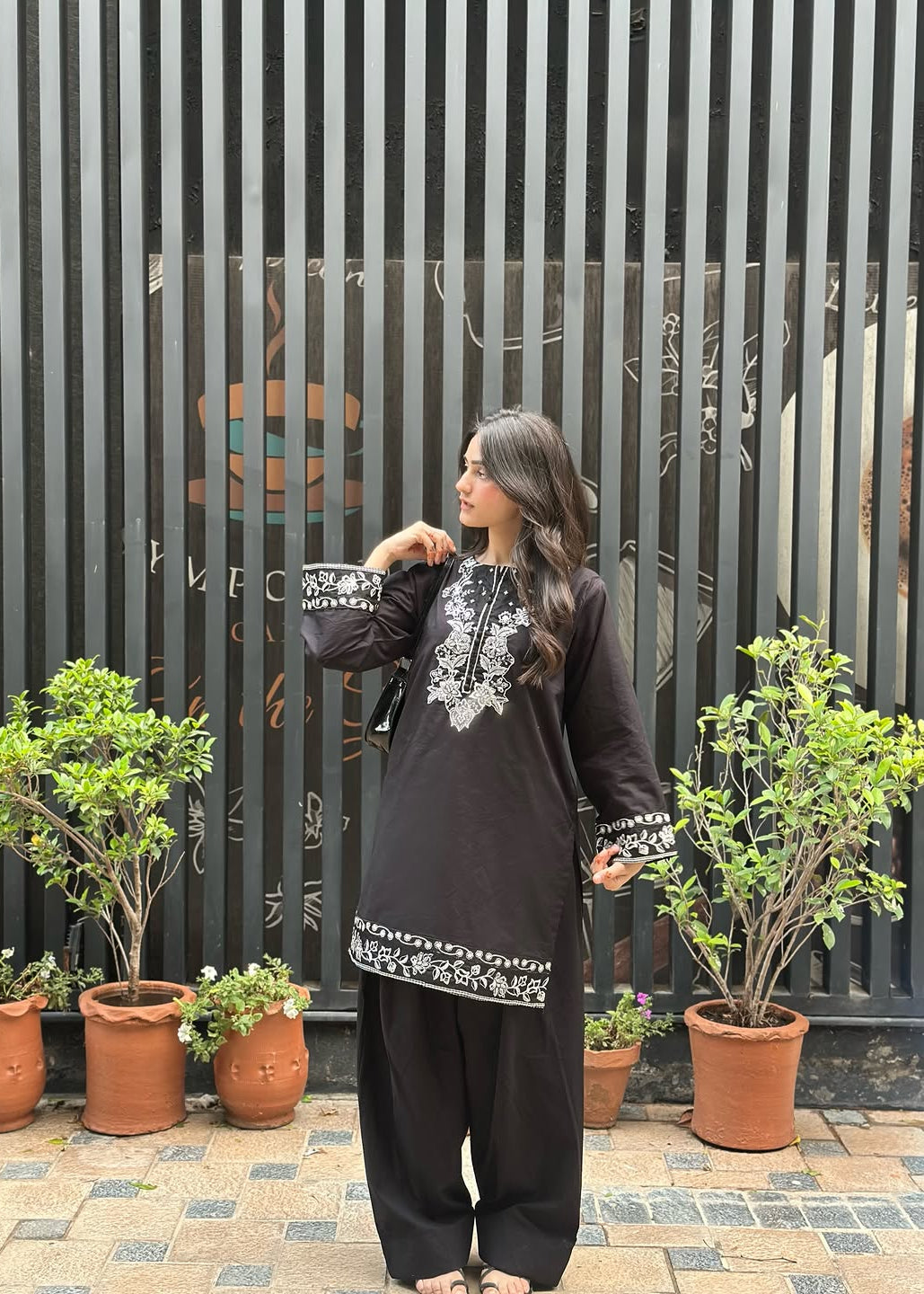 Black  A  Embroidered 3-Piece