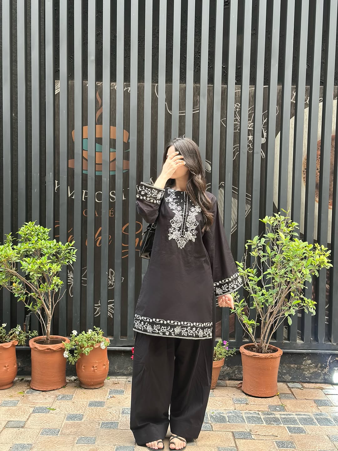 Black  A  Embroidered 3-Piece