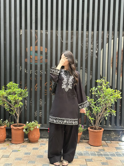 Black  A  Embroidered 3-Piece