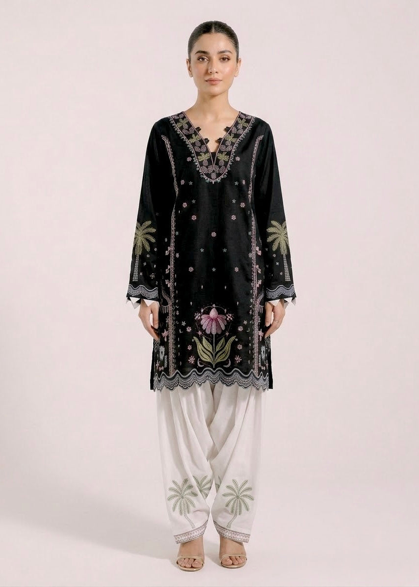 Black  Embroidered 3-Piece