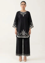 Elegant black 2-Piece Embroidered Suit
