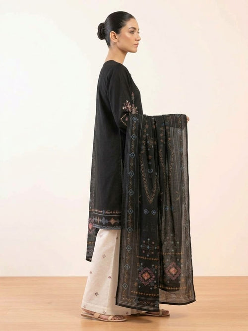 Black Embroidered 3-Piece Suit