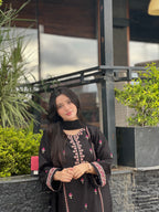 Black Rose Embroidered 3-Piece