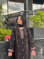 Black Rose Embroidered 3-Piece