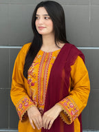 Musted  Embroidered 3-Piece