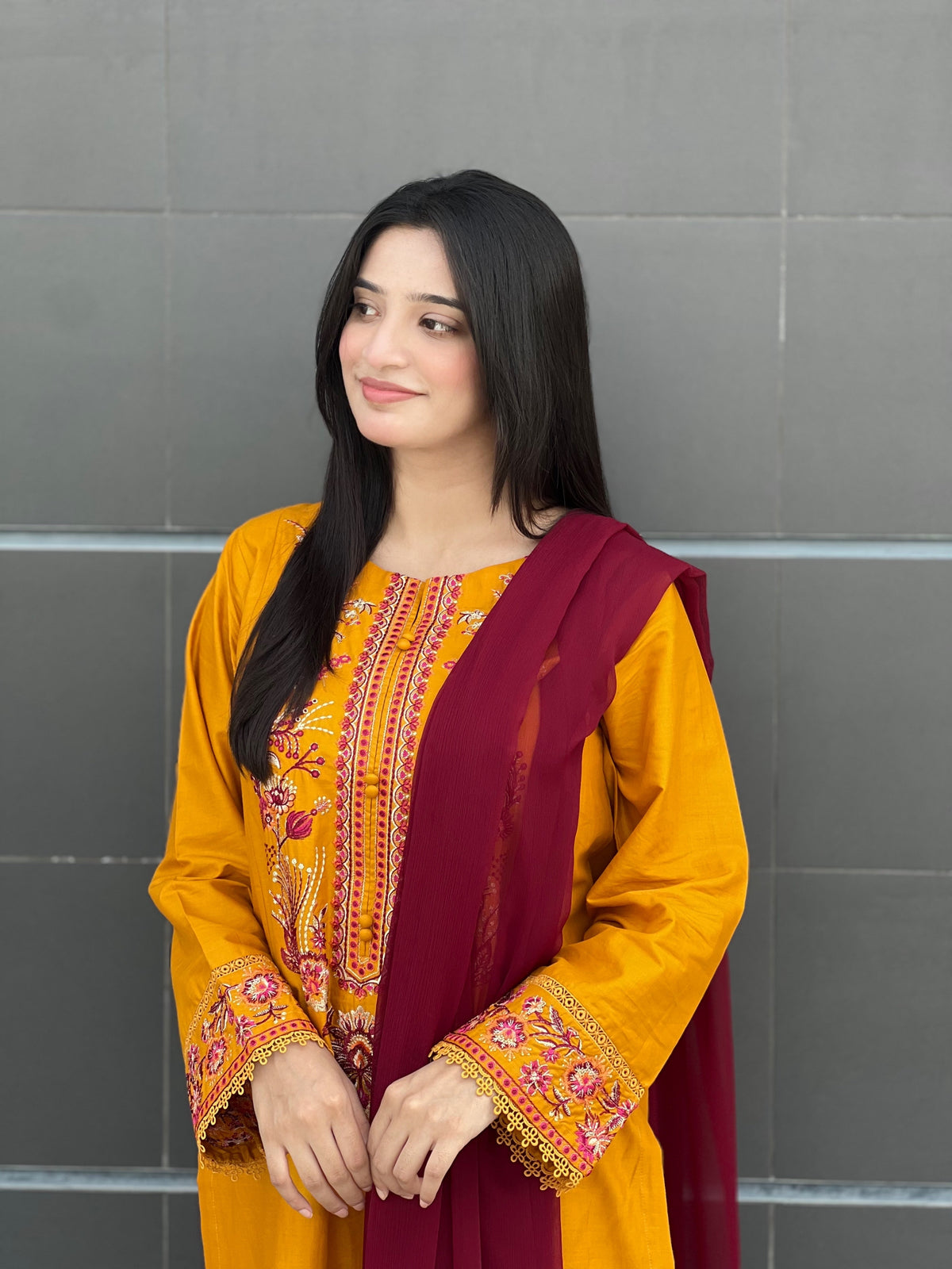 Musted  Embroidered 3-Piece