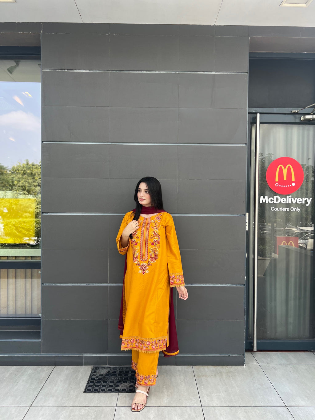 Musted  Embroidered 3-Piece