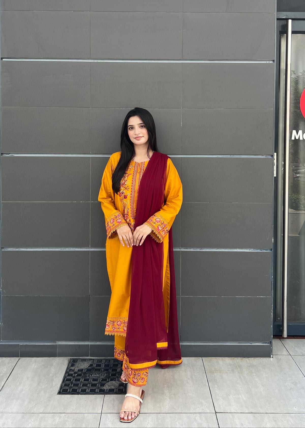 Musted  Embroidered 3-Piece