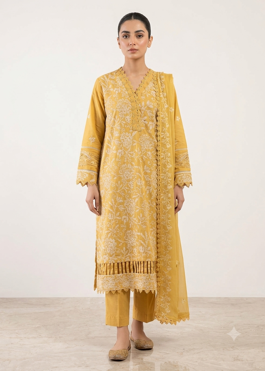 musted   Embroidered 3-Piece