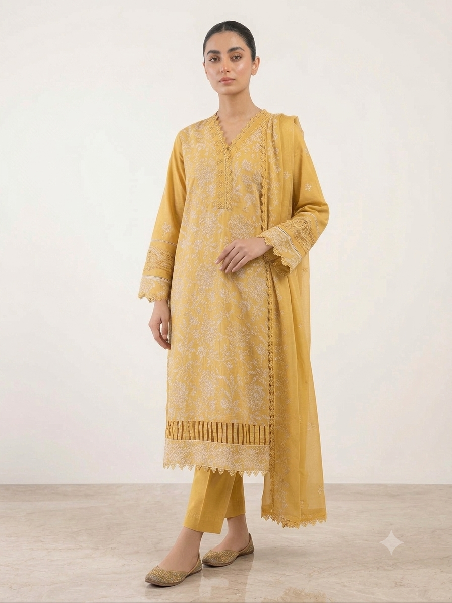 musted   Embroidered 3-Piece