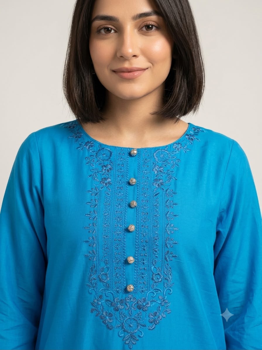Royal Blue Embroidered 2-Piece