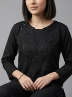 Black Embroidered 2-Piece