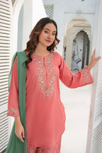Tea pink  Embroidered 3-Piece