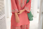 Tea pink  Embroidered 3-Piece