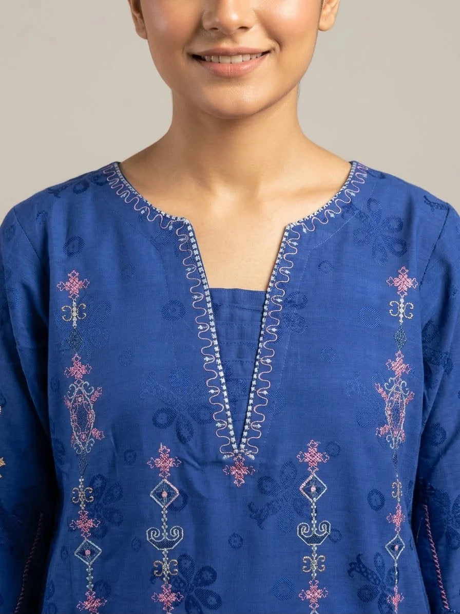 Blue embroidered 2 pc